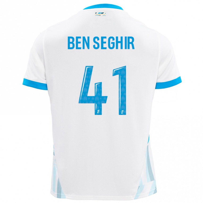 Kids Football Salim Ben Seghir #41 White Sky Blue Home Jersey 2024/25 T-Shirt Australia