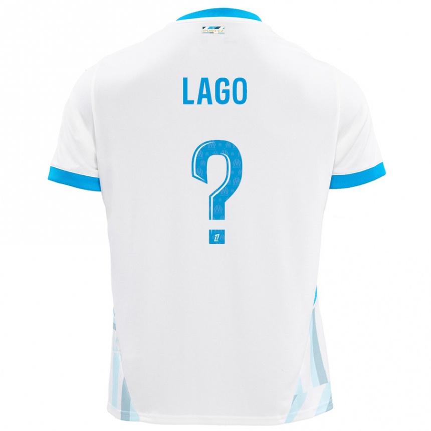 Kids Football Ange Lago #0 White Sky Blue Home Jersey 2024/25 T-Shirt Australia