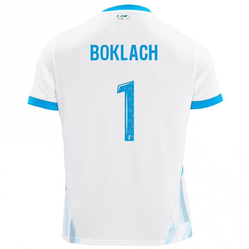 Kids Football Kateryna Boklach #1 White Sky Blue Home Jersey 2024/25 T-Shirt Australia