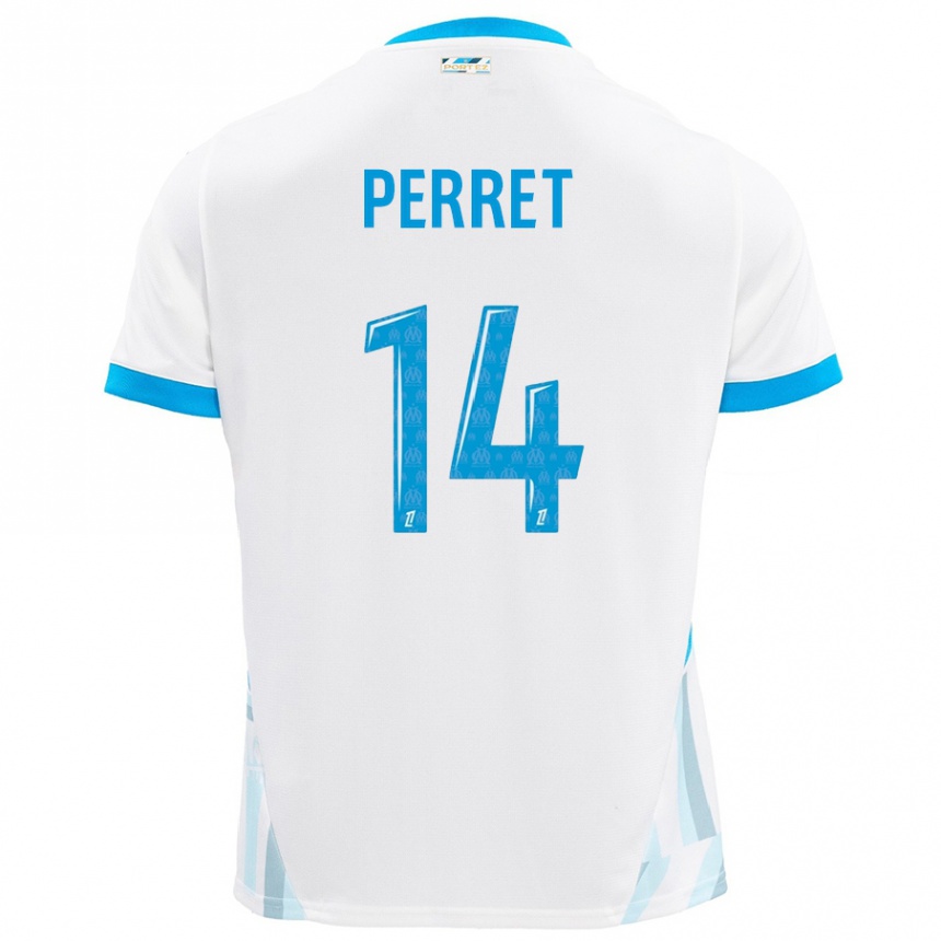 Kids Football Jenny Perret #14 White Sky Blue Home Jersey 2024/25 T-Shirt Australia