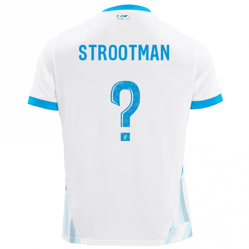 Kids Football Kevin Strootman #0 White Sky Blue Home Jersey 2024/25 T-Shirt Australia