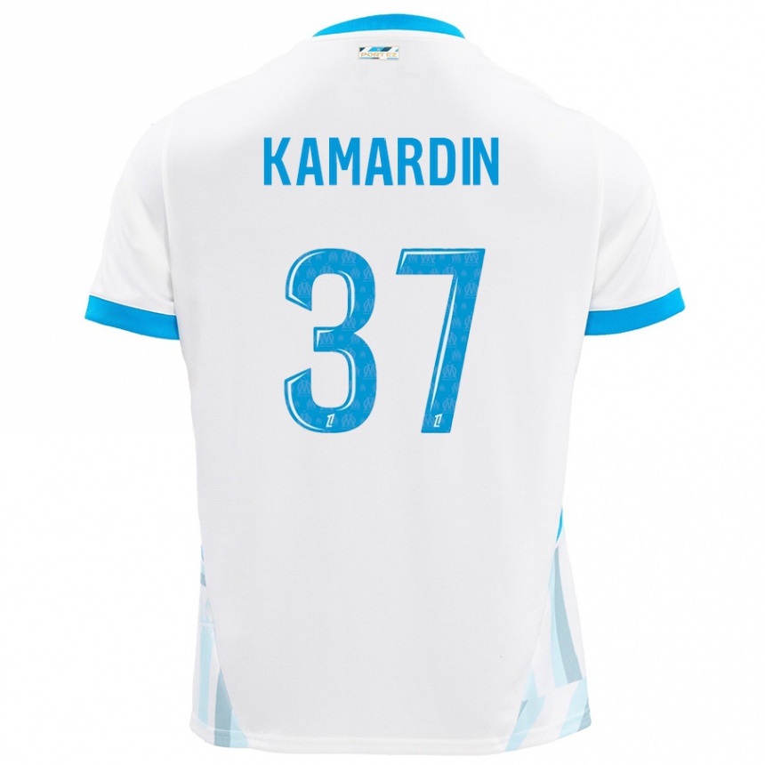 Kids Football Aaron Kamardin #37 White Sky Blue Home Jersey 2024/25 T-Shirt Australia