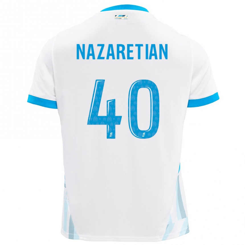 Kids Football Manuel Nazaretian #40 White Sky Blue Home Jersey 2024/25 T-Shirt Australia