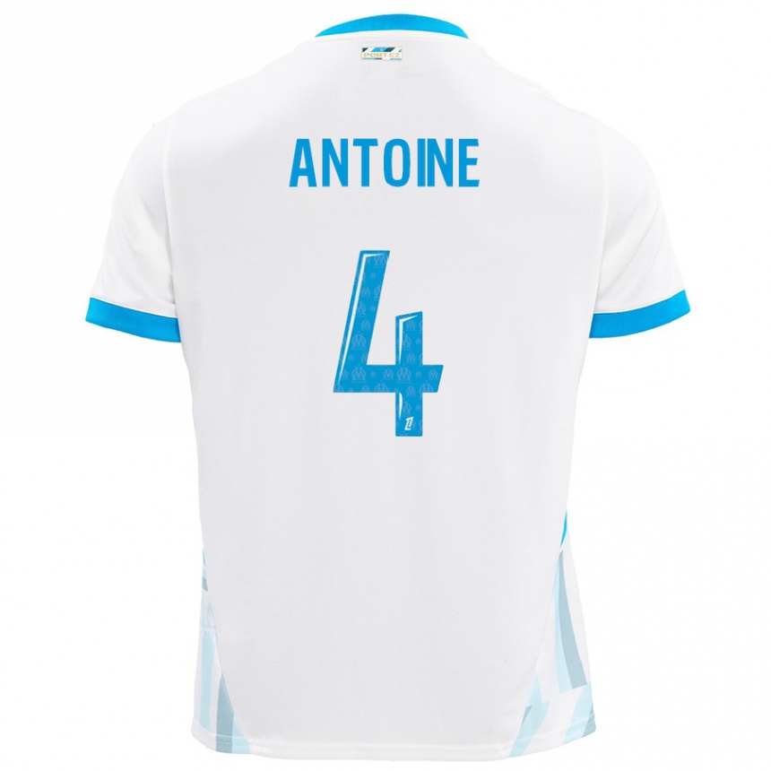 Kids Football Maud Antoine #4 White Sky Blue Home Jersey 2024/25 T-Shirt Australia