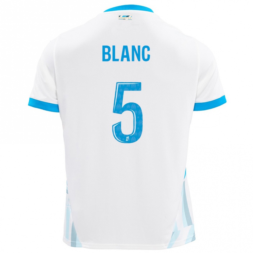 Kids Football Amandine Blanc #5 White Sky Blue Home Jersey 2024/25 T-Shirt Australia