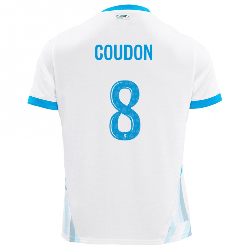 Kids Football Marine Coudon #8 White Sky Blue Home Jersey 2024/25 T-Shirt Australia