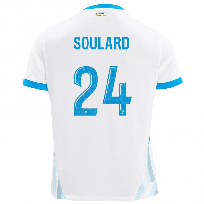 Kids Football Amandine Soulard #24 White Sky Blue Home Jersey 2024/25 T-Shirt Australia