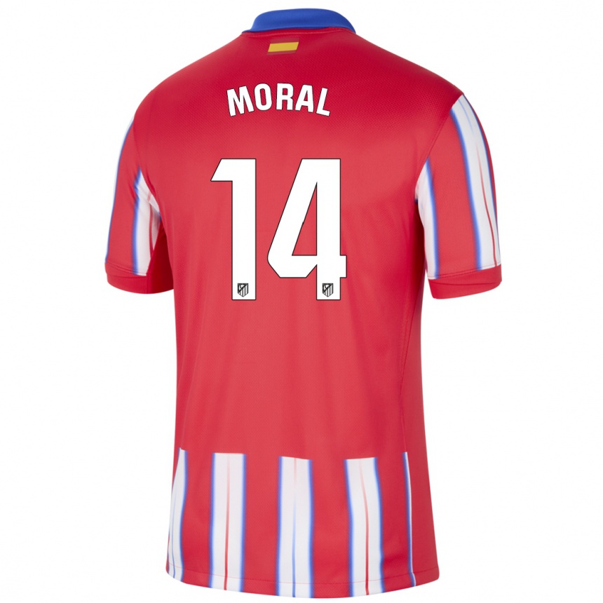 Kids Football Lucía Moral #14 Red White Blue Home Jersey 2024/25 T-Shirt Australia