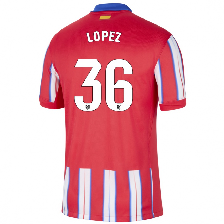 Kids Football David Lopez #36 Red White Blue Home Jersey 2024/25 T-Shirt Australia