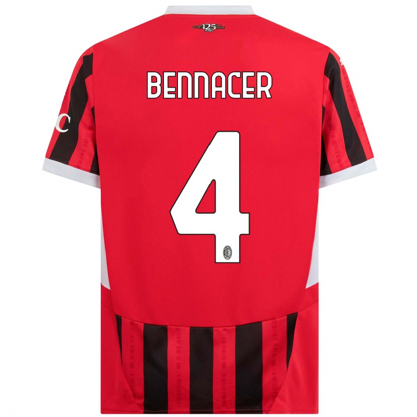 Kids Football Ismael Bennacer #4 Red Black Home Jersey 2024/25 T-Shirt Australia