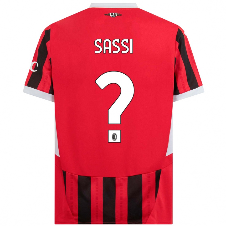 Kids Football Simone Sassi #0 Red Black Home Jersey 2024/25 T-Shirt Australia