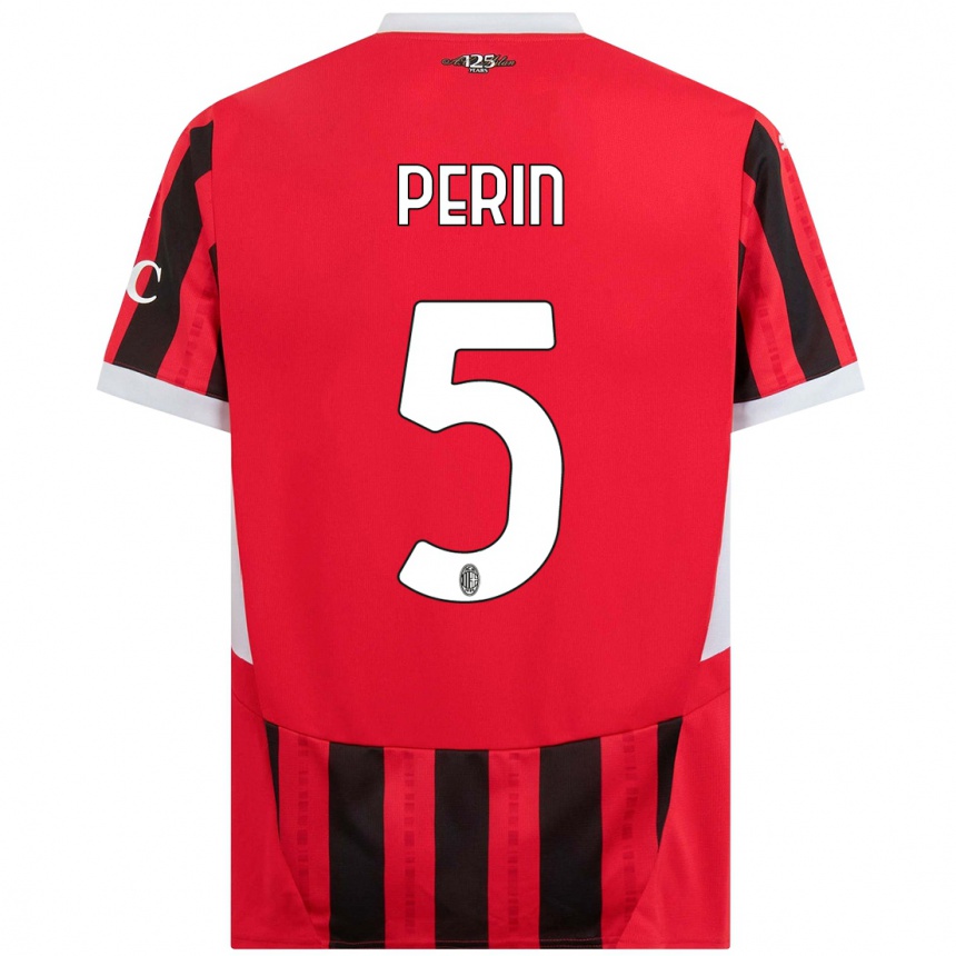 Kids Football Ernesto Perin #5 Red Black Home Jersey 2024/25 T-Shirt Australia