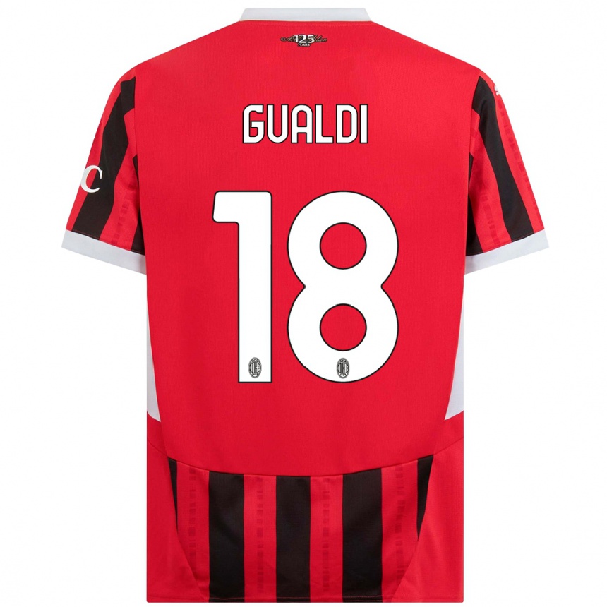 Kids Football Andrea Gualdi #18 Red Black Home Jersey 2024/25 T-Shirt Australia