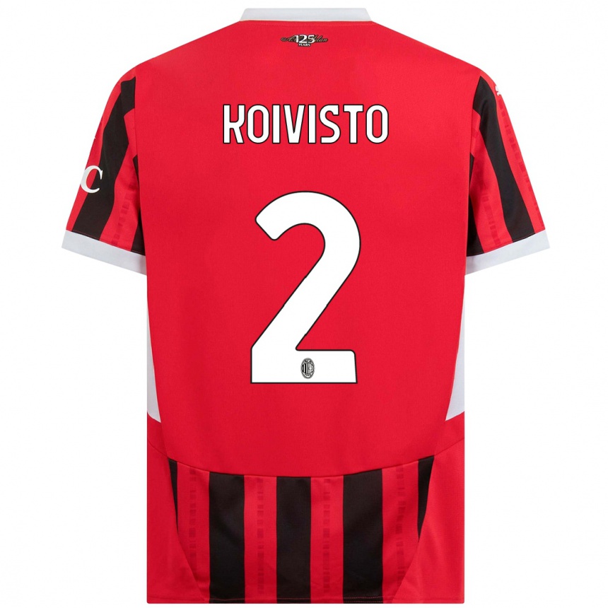 Kids Football Emma Koivisto #2 Red Black Home Jersey 2024/25 T-Shirt Australia