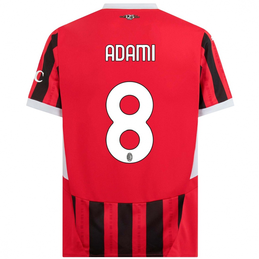 Kids Football Greta Adami #8 Red Black Home Jersey 2024/25 T-Shirt Australia