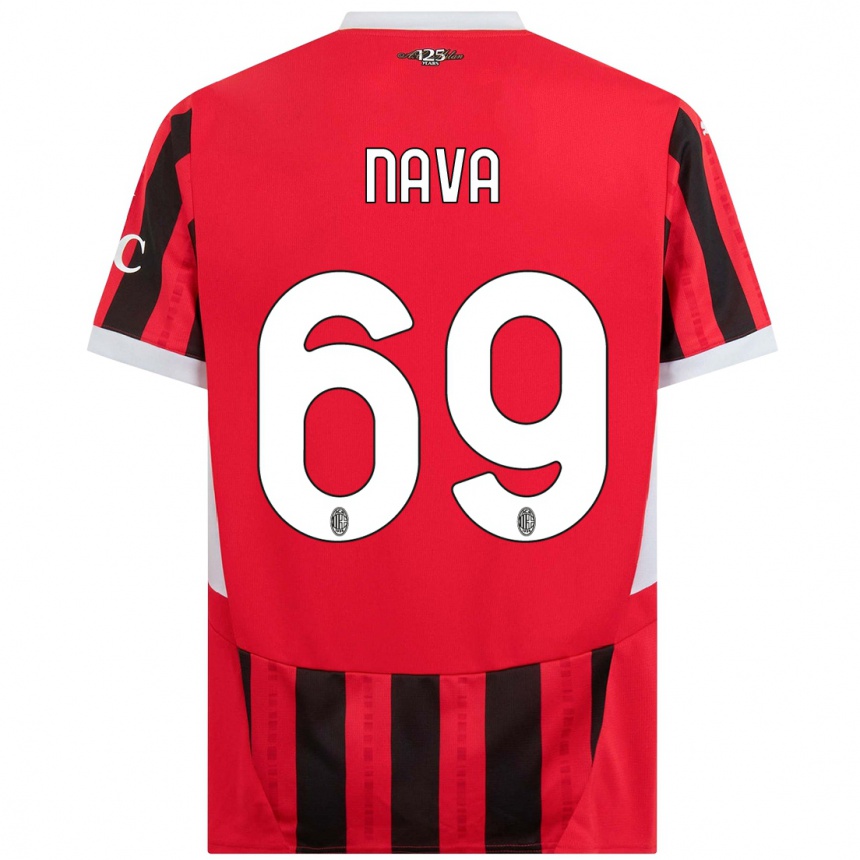 Kids Football Lapo Nava #69 Red Black Home Jersey 2024/25 T-Shirt Australia