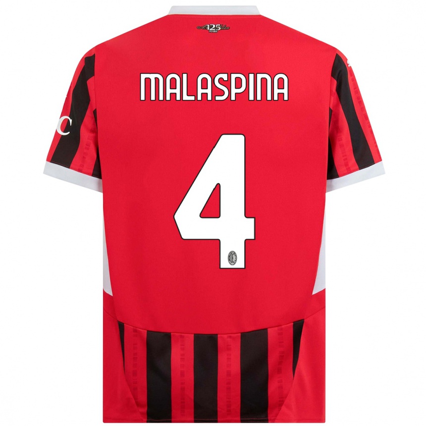 Kids Football Mattia Malaspina #4 Red Black Home Jersey 2024/25 T-Shirt Australia