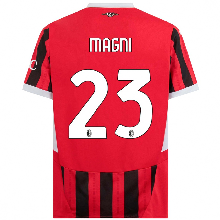 Kids Football Vittorio Magni #23 Red Black Home Jersey 2024/25 T-Shirt Australia