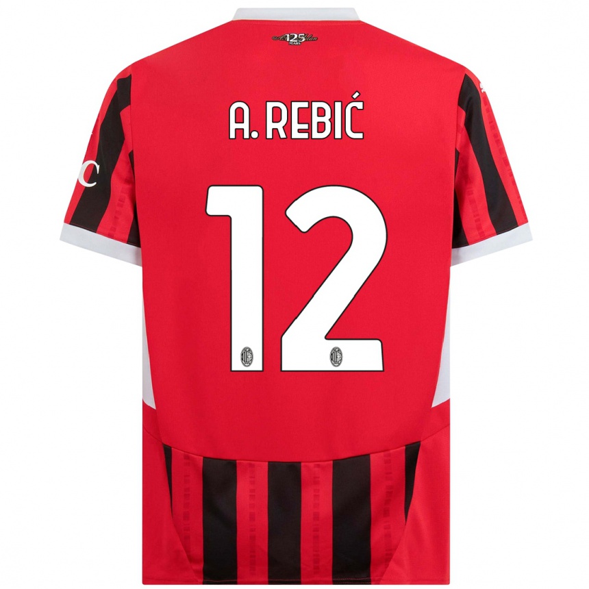 Kids Football Ante Rebic #12 Red Black Home Jersey 2024/25 T-Shirt Australia