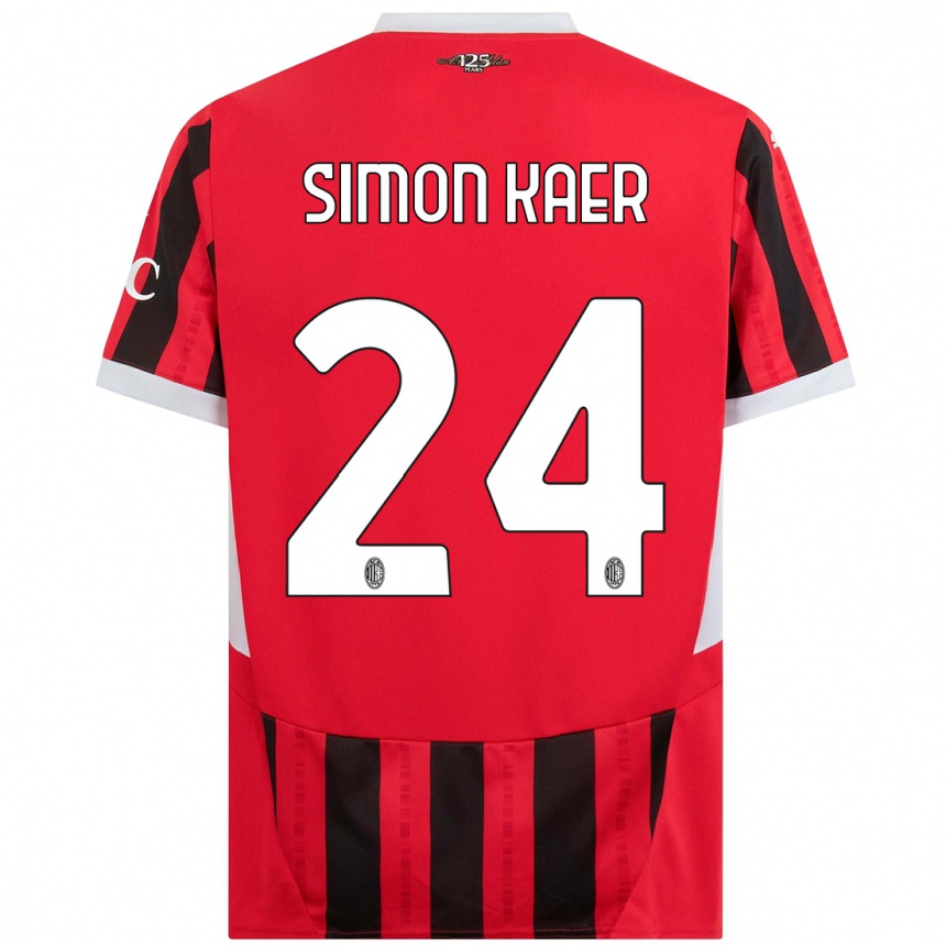 Kids Football Simon Kaer #24 Red Black Home Jersey 2024/25 T-Shirt Australia