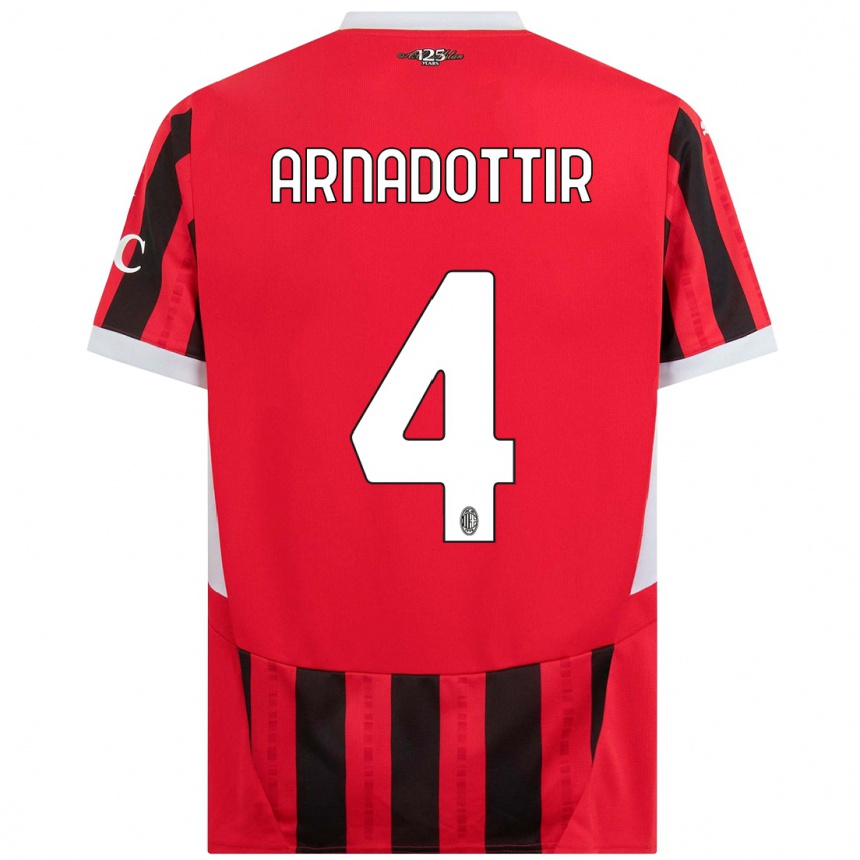 Kids Football Guony Arnadottir #4 Red Black Home Jersey 2024/25 T-Shirt Australia