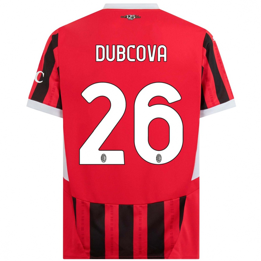 Kids Football Michaela Dubcova #26 Red Black Home Jersey 2024/25 T-Shirt Australia