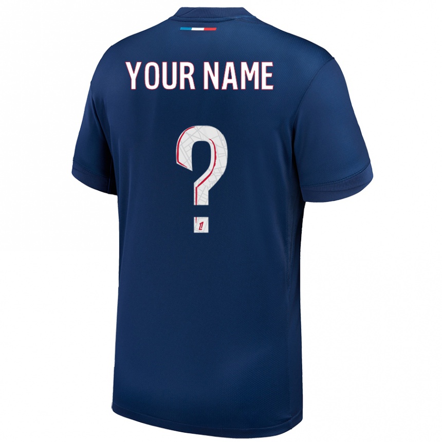 Kids Football Your Name #0 Navy Blue White Home Jersey 2024/25 T-Shirt Australia