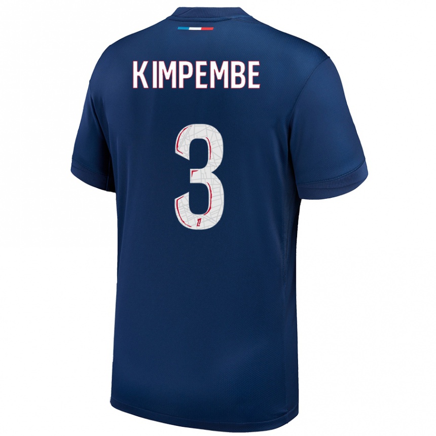 Kids Football Presnel Kimpembe #3 Navy Blue White Home Jersey 2024/25 T-Shirt Australia