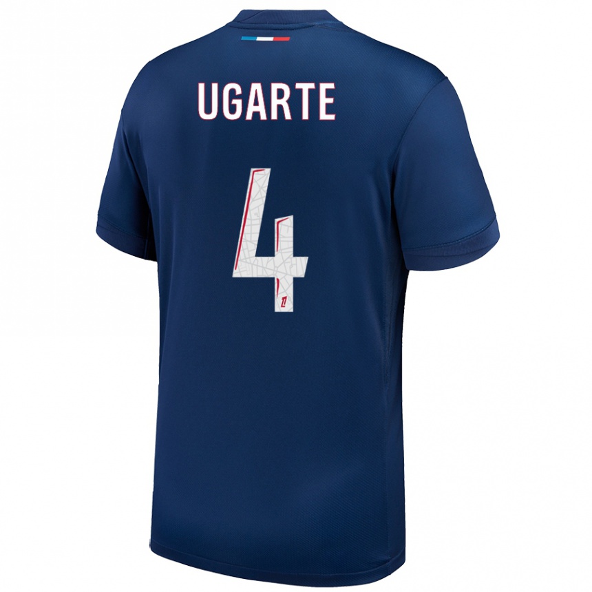 Kids Football Manuel Ugarte #4 Navy Blue White Home Jersey 2024/25 T-Shirt Australia