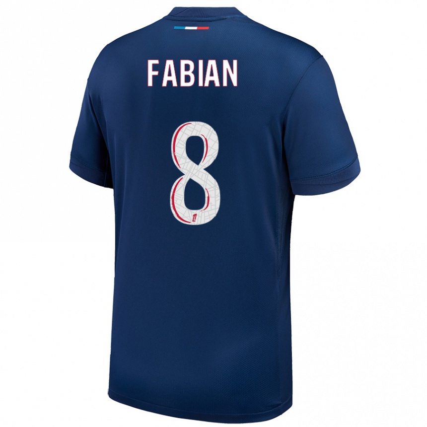 Kids Football Fabian Ruiz #8 Navy Blue White Home Jersey 2024/25 T-Shirt Australia