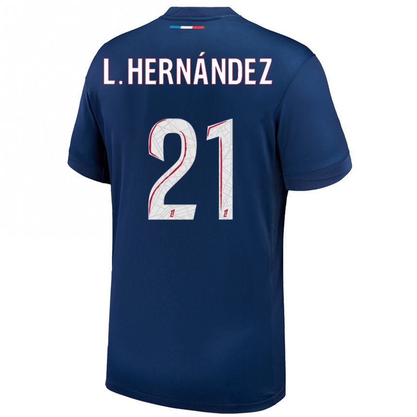 Kids Football Lucas Hernandez #21 Navy Blue White Home Jersey 2024/25 T-Shirt Australia