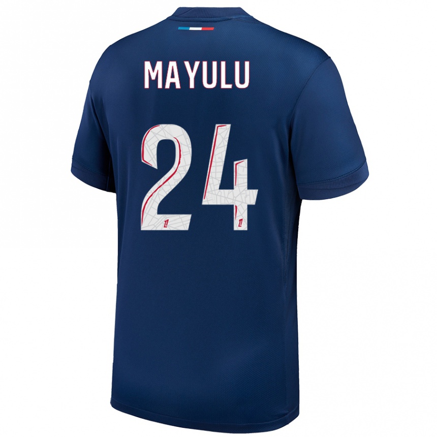 Kids Football Senny Mayulu #24 Navy Blue White Home Jersey 2024/25 T-Shirt Australia