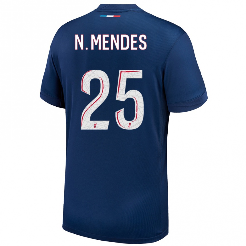 Kids Football Nuno Mendes #25 Navy Blue White Home Jersey 2024/25 T-Shirt Australia