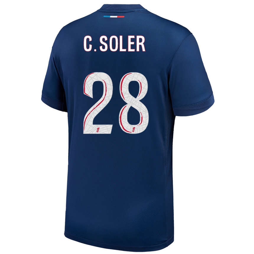 Kids Football Carlos Soler #28 Navy Blue White Home Jersey 2024/25 T-Shirt Australia