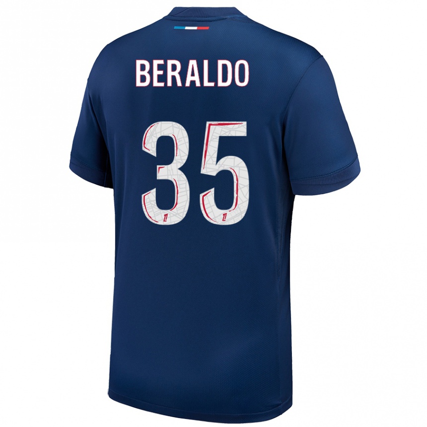 Kids Football Lucas Beraldo #35 Navy Blue White Home Jersey 2024/25 T-Shirt Australia