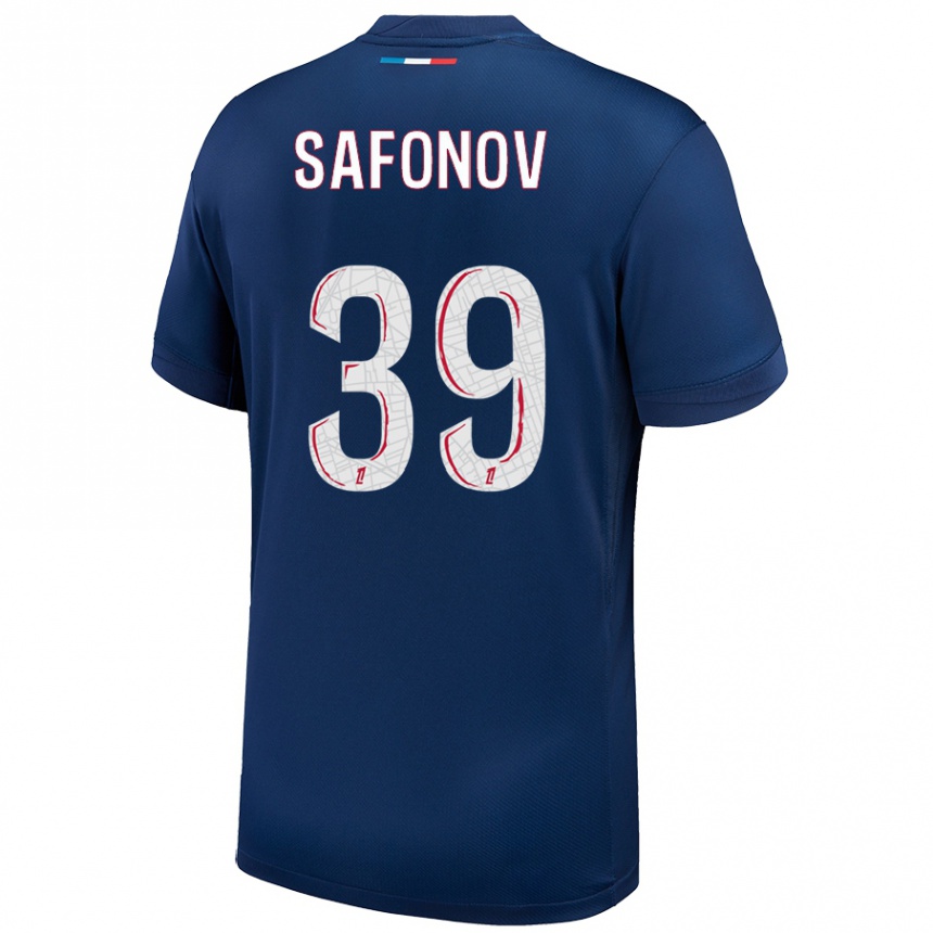 Kids Football Matvey Safonov #39 Navy Blue White Home Jersey 2024/25 T-Shirt Australia