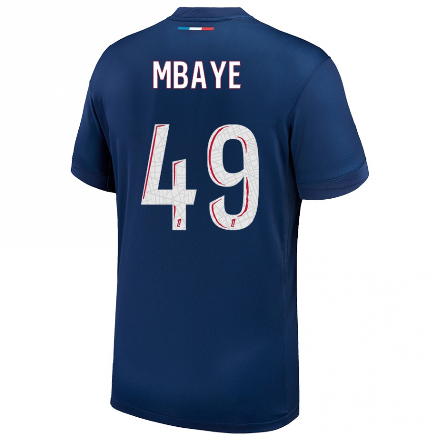 Kids Football Ibrahim Mbaye #49 Navy Blue White Home Jersey 2024/25 T-Shirt Australia