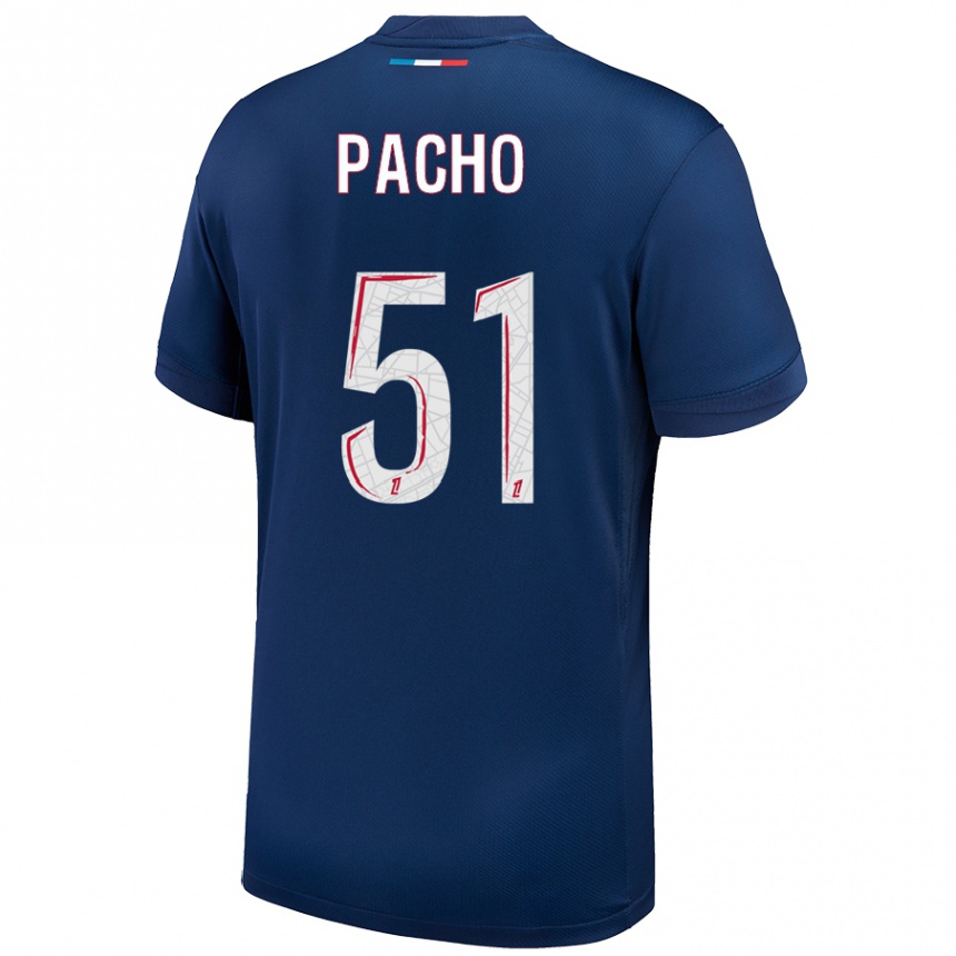 Kids Football Willian Pacho #51 Navy Blue White Home Jersey 2024/25 T-Shirt Australia