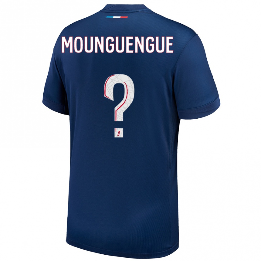 Kids Football Pierre Mounguengue #0 Navy Blue White Home Jersey 2024/25 T-Shirt Australia