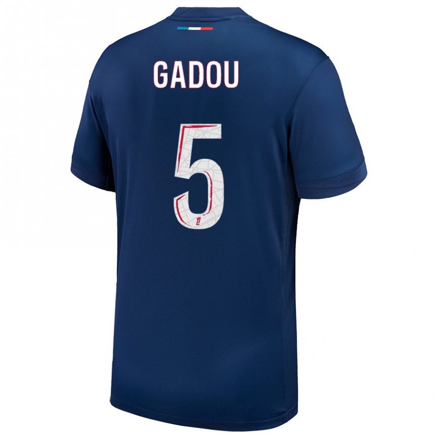 Kids Football Joane Gadou #5 Navy Blue White Home Jersey 2024/25 T-Shirt Australia