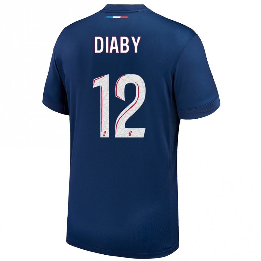 Kids Football Ibrahima Diaby #12 Navy Blue White Home Jersey 2024/25 T-Shirt Australia