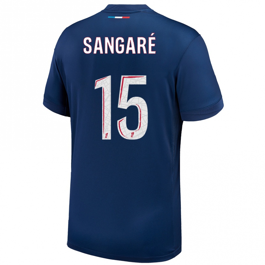 Kids Football Mahamadou Sangaré #15 Navy Blue White Home Jersey 2024/25 T-Shirt Australia