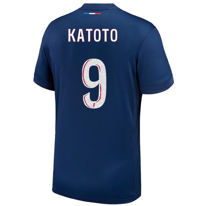 Kids Football Marie-Antoinette Katoto #9 Navy Blue White Home Jersey 2024/25 T-Shirt Australia