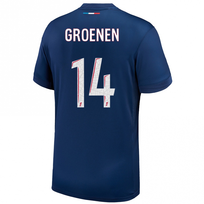 Kids Football Jackie Groenen #14 Navy Blue White Home Jersey 2024/25 T-Shirt Australia