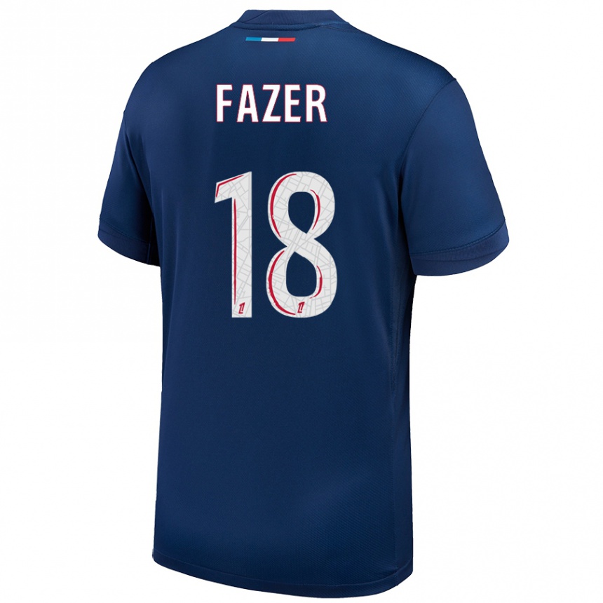 Kids Football Laurina Fazer #18 Navy Blue White Home Jersey 2024/25 T-Shirt Australia