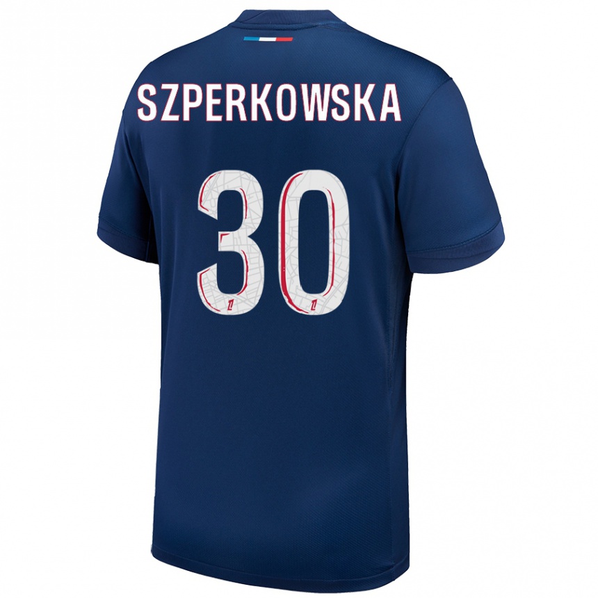 Kids Football Oliwia Szperkowska #30 Navy Blue White Home Jersey 2024/25 T-Shirt Australia