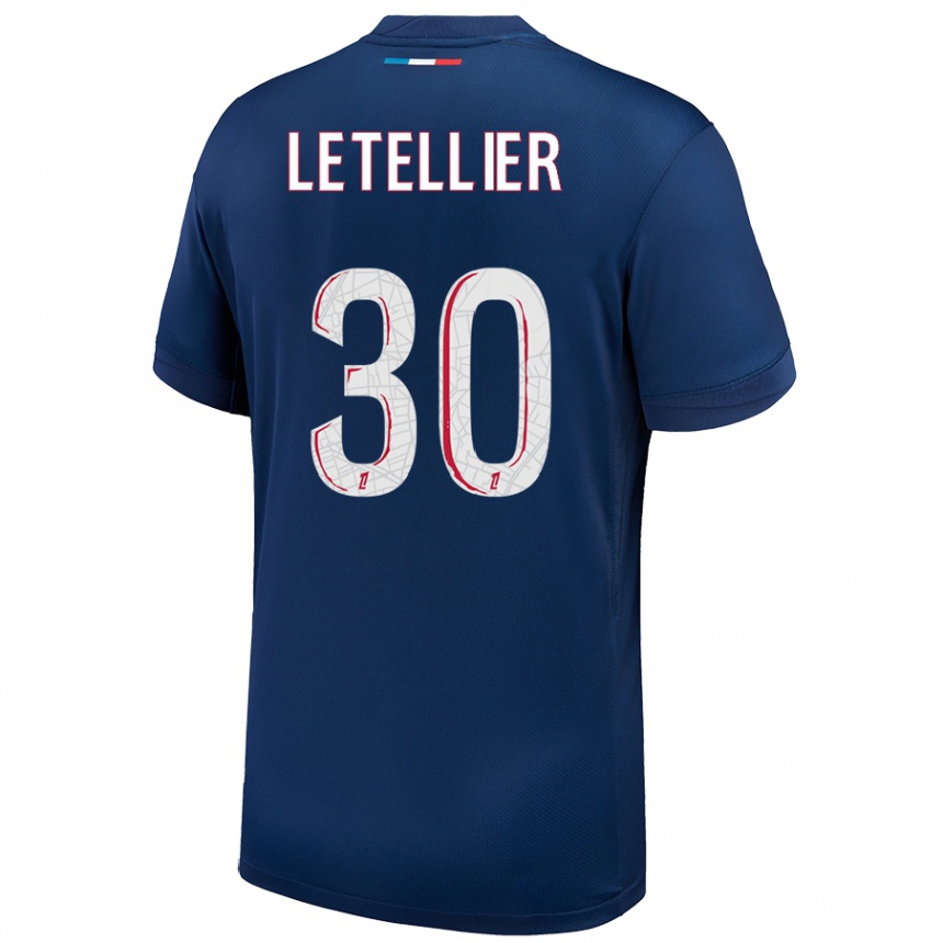 Kids Football Alexandre Letellier #30 Navy Blue White Home Jersey 2024/25 T-Shirt Australia