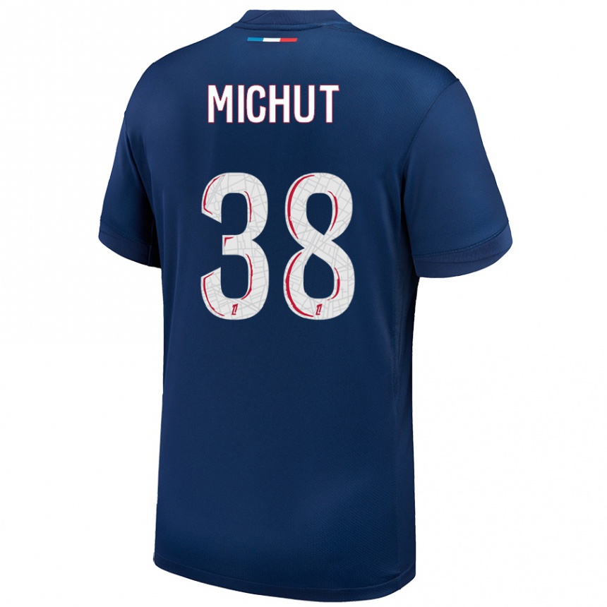 Kids Football Edouard Michut #38 Navy Blue White Home Jersey 2024/25 T-Shirt Australia