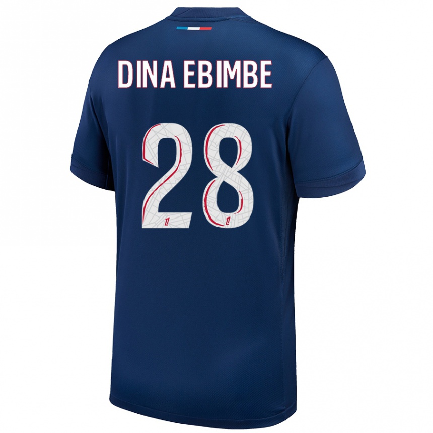 Kids Football Eric Junior Dina Ebimbe #28 Navy Blue White Home Jersey 2024/25 T-Shirt Australia