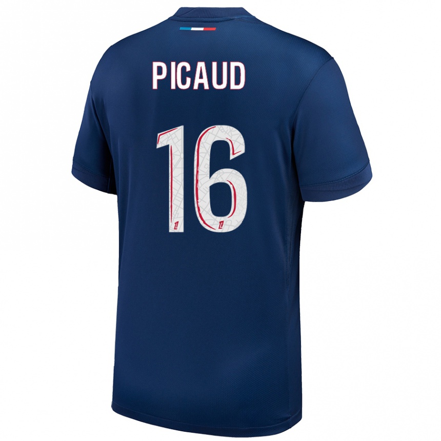 Kids Football Constance Picaud #16 Navy Blue White Home Jersey 2024/25 T-Shirt Australia